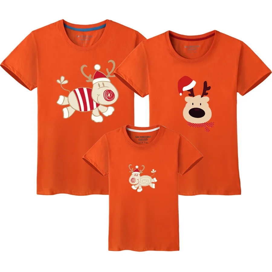 

Summer Family Matching Outfits Mommy Daddy Kid Son Baby T-Shirt Shirts Family Clothes Child Tees Christmas deer Print Tops