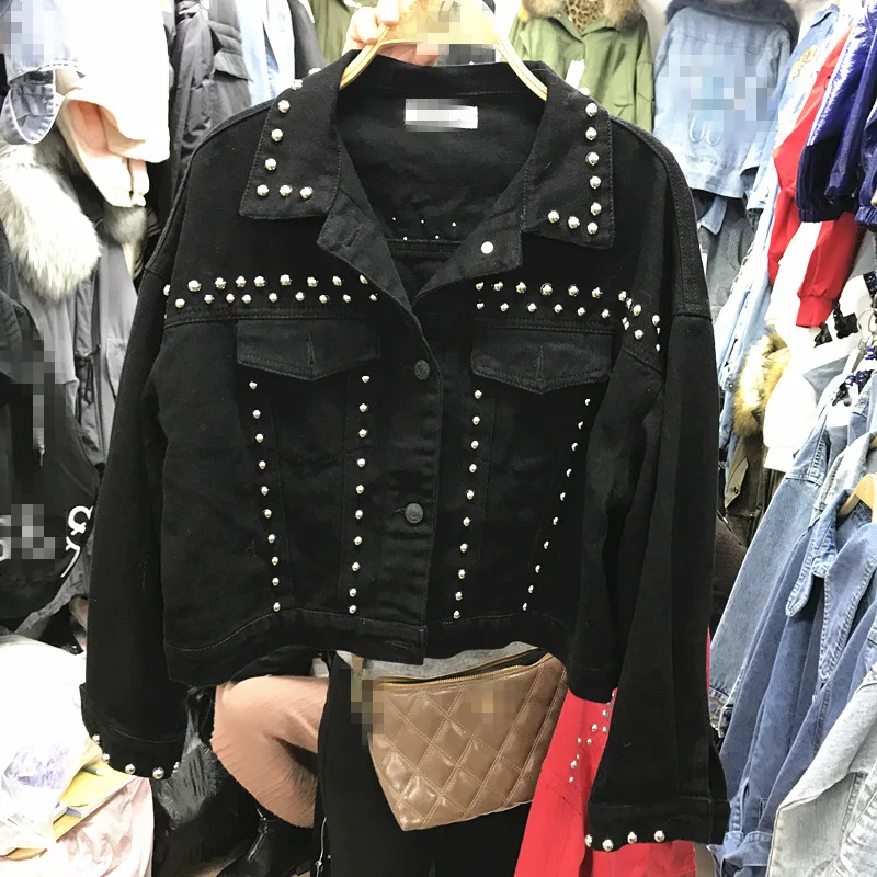 Женская короткая куртка с длинным рукавом черная модель A864 весна-осень 2020 |