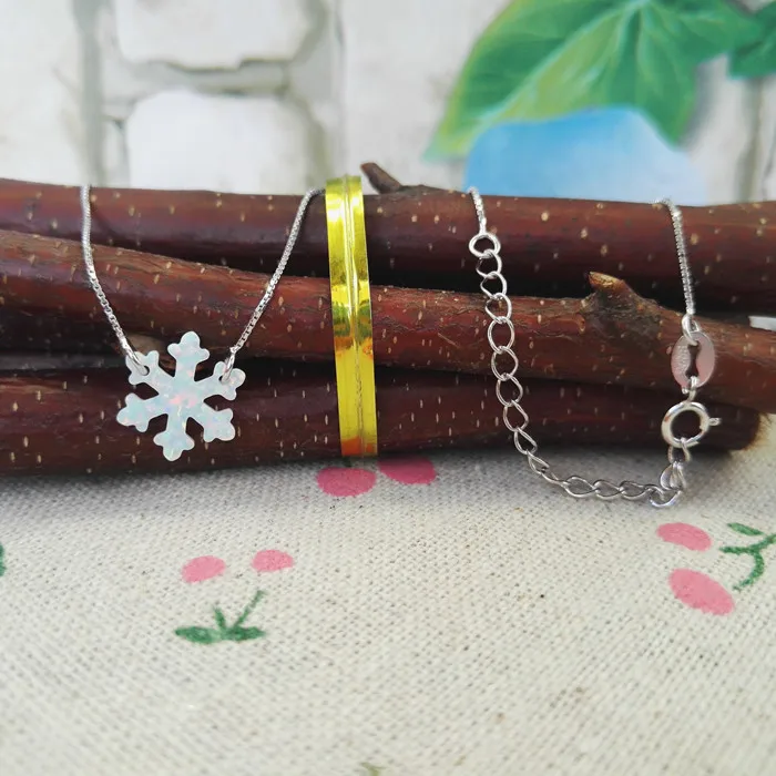 (1 шт./лот) модное ожерелье в виде снежинок с огненным опалом OP17 белое серебряной