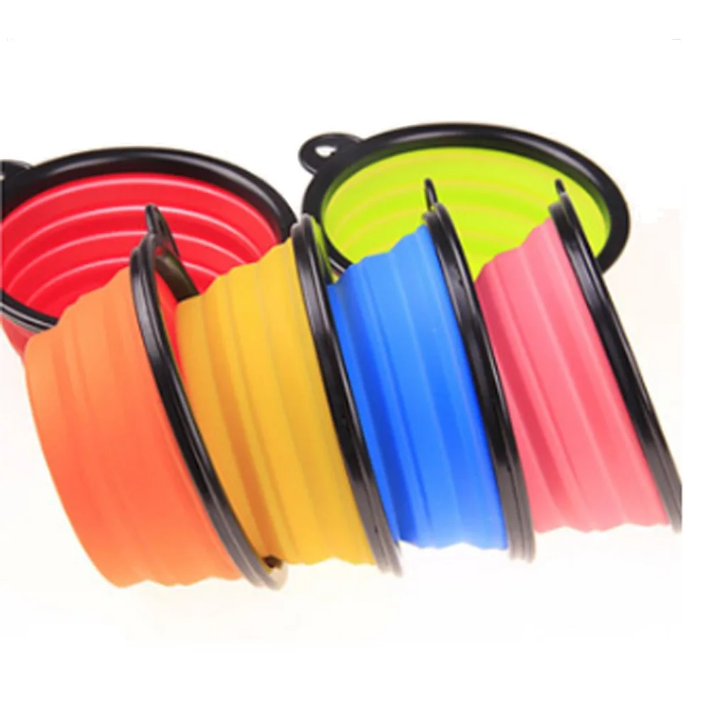 

Silicone Dog Feeders Water Bowls Pet Products Portable Collapsible Feeding Tools Puppy Drinking/Food Dish 8 Colors Dog Supplies