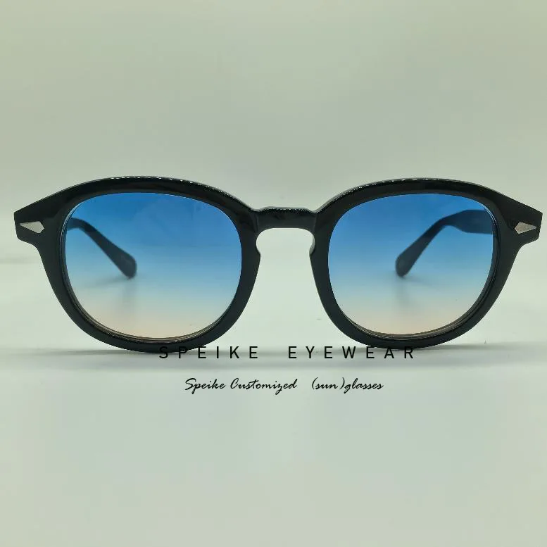 DEEP BLUE-YELLOW Speike индивидуальные солнцезащитные очки высокого качества Джонни Деппом Lemtosh Стиль черная рамка с тонированные близорукость очки 44/46/49 мм - Цвет линз: DEEP BLUE-YELLOW