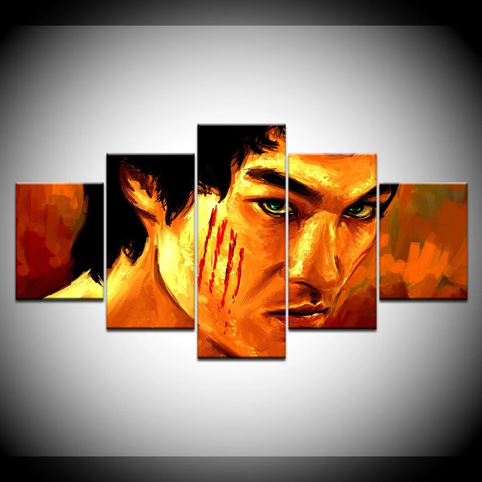5 панелей &quotКитайский кун фу&quot Брюс Ли Печать холст картина украшения дома