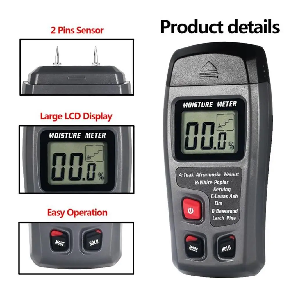 ACEHE цифровой Ручной гигрометр для древесины ЖК-дисплей измеритель влажности