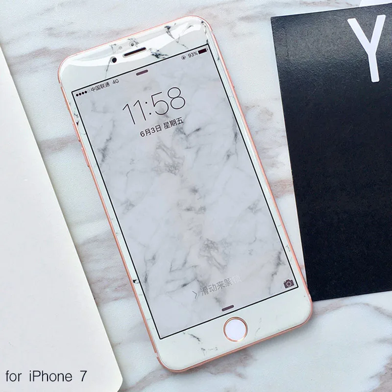 Крутая мраморная защита для экрана из закаленного стекла для iPhone 8, 8 Plus, 6, 6 S, 6 Plus, 7, 7 Plus, полное покрытие, 3D изогнутая декоративная пленка - Цвет: for I7 I8 White