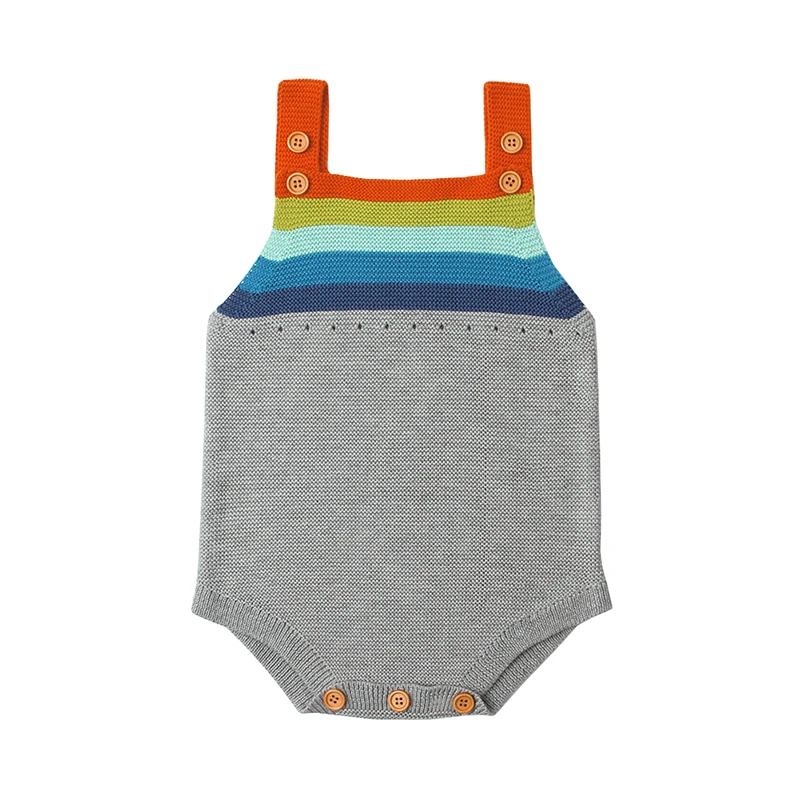 Детское Радужное трикотажное боди для новорожденных летний детский комбинезон