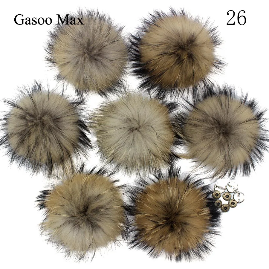 

5pcs/ lot DIY 13-14cm 15cm Raccoon and Fox Fur pom poms fur balls for knitted hat cap beanies and scarf real fur pompoms