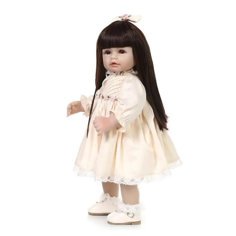 

50cm Reborn Baby Dolls Siliconre Lifelike Newborn Babies Toys Kids Princess Doll Beautiful Long Hair Girl New Year Gifts