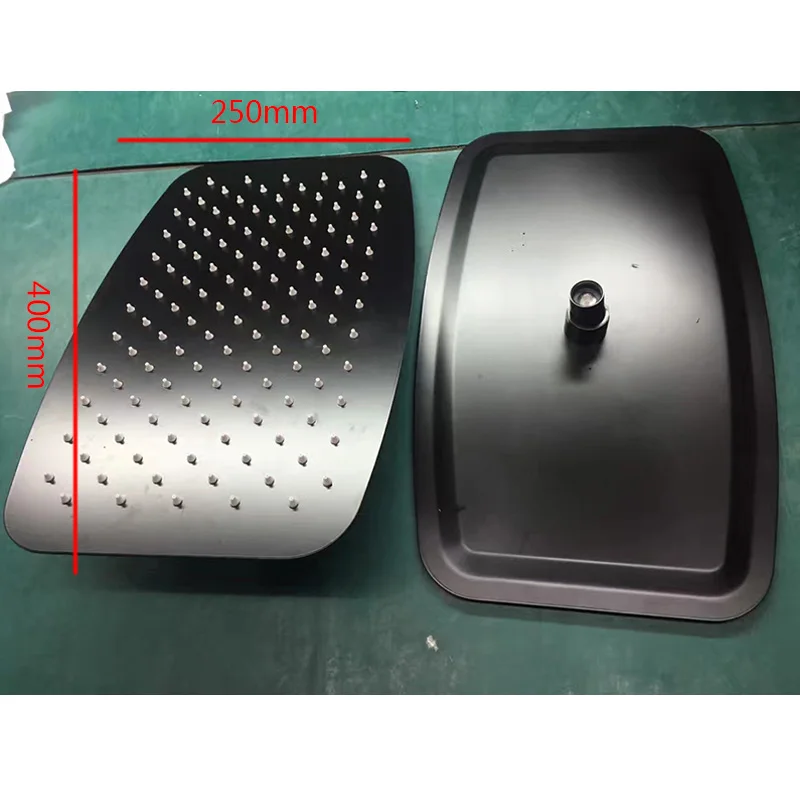 Rectangular Rain Shower Head Chrome Black Surface Treatment Bathroom Faucet Accessories Ultra Thin 2mm SPA Showerhead 400*250mm |