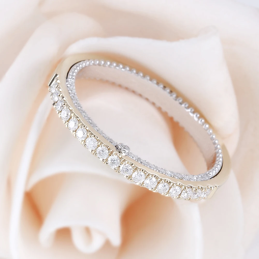 Трансвеститы 14 K белого и желтого золота Moissanite вечность Engagegement обручальное кольцо для женщин Stackale Тип