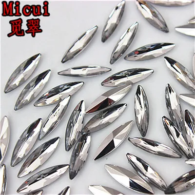 Clear Micui 200 шт 4*15 мм акриловые стразы с конским глазом для одежды, сумок, декоративных изделий ZZ285 - Цвет: Clear