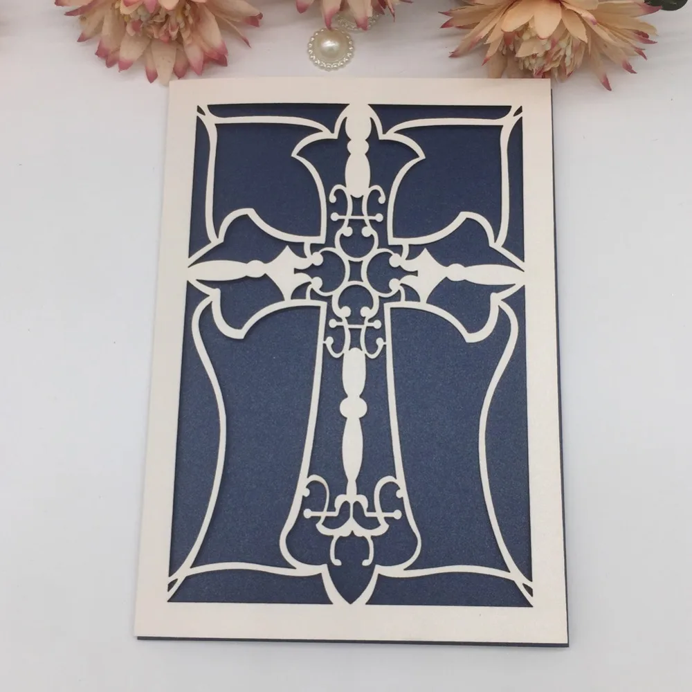 

20pcs/lot Pray Cross Pearl Paper Card For Wedding Invitations Wedding Birthday Party Invitations Greeting Card