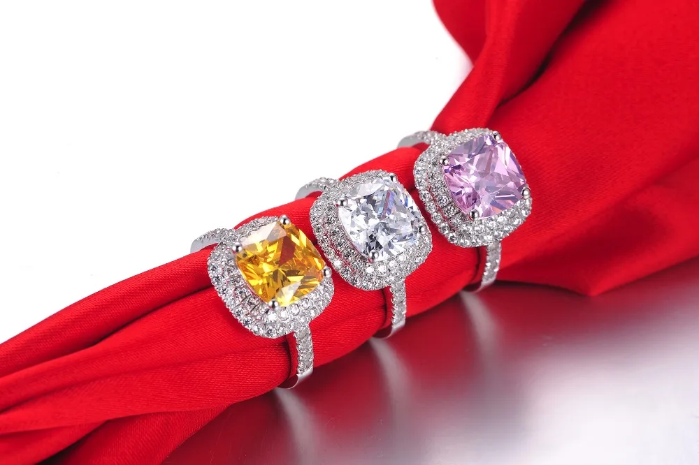 Серебряная подушка из стерлингового серебра обручальное кольцо 3CT NSCD