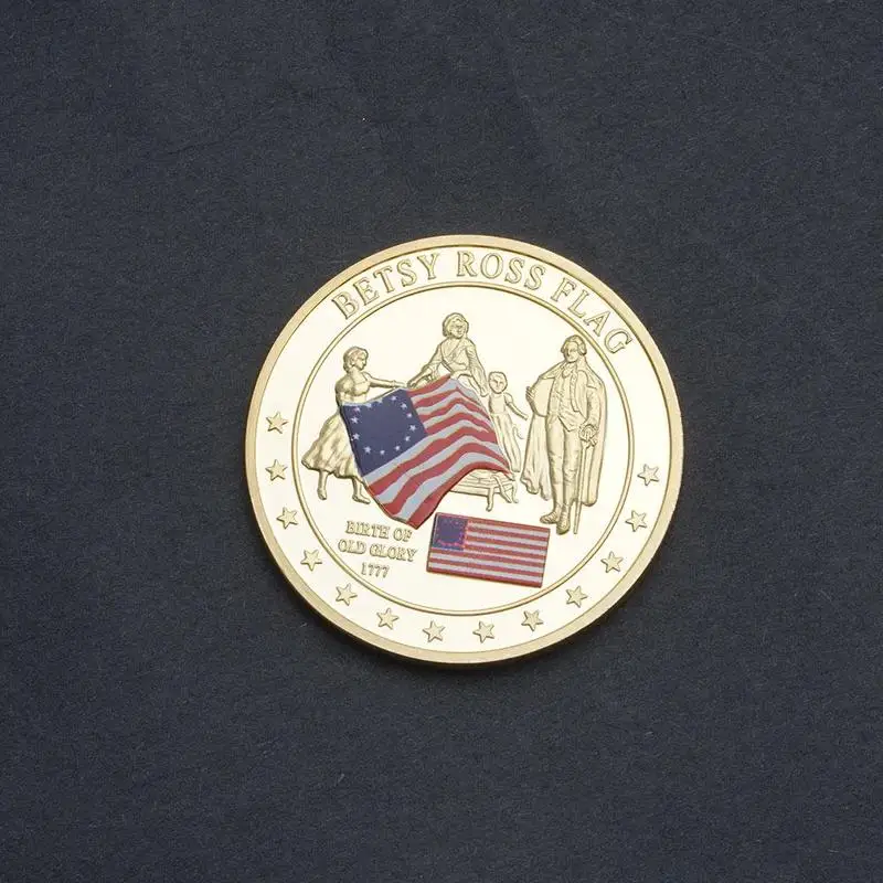Флаг Бетси Росс из США «История старой славы», Коллекционная монета, с первым флагом, красочные памятные сувениры, монета