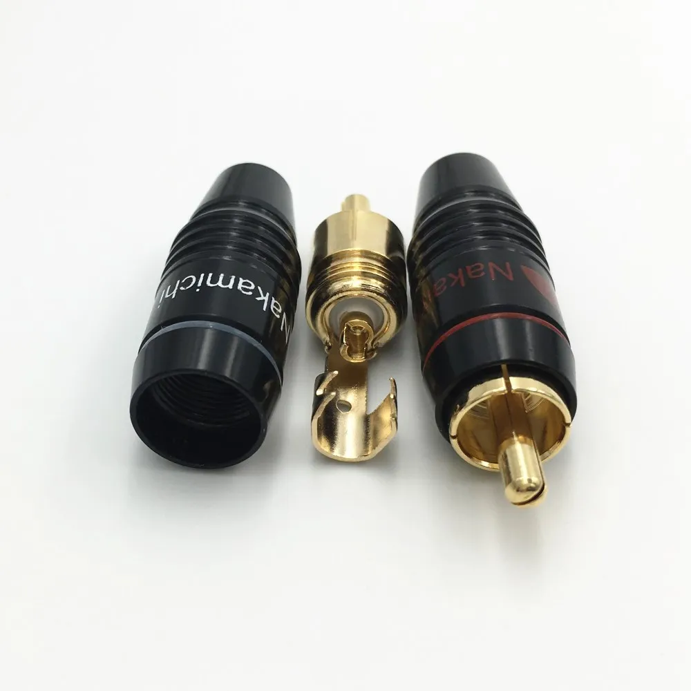 10 шт. латунный штекер RCA Nakamichi аудиокабель позолоченный коннектор черного цвета