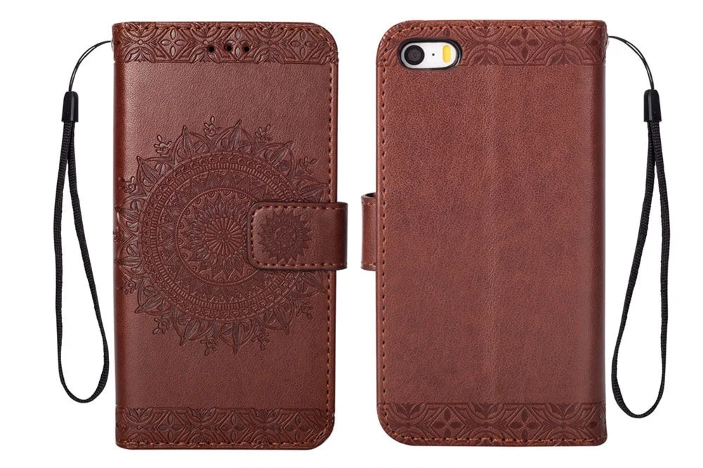 Коричневый Чехол для телефона Hoesje Funda Etui из искусственной кожи чехол для iPhone 5 5S SE 6 6S 7 8 Plus X 7Plus 6Plus с откидной крышкой из мягкого ТПУ - Цвет: Коричневый