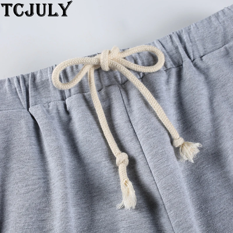 Женские спортивные штаны TCJULY серые повседневные с высокой талией и карманами |