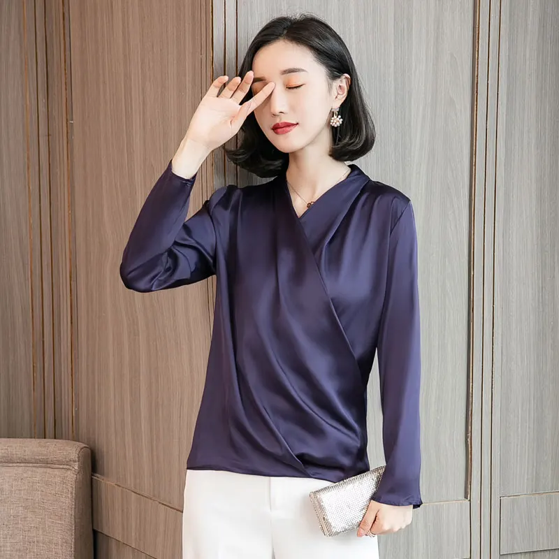 Новинка 2020 женские блузки мягкие модные рубашки Женские однотонные топы с v