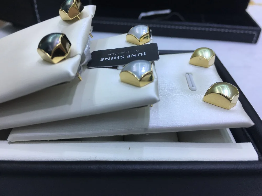 Triangle pearl stud earrings real pearls &amp 18K gold earring SE004 women fashion wedding jewelry gift | Украшения и аксессуары