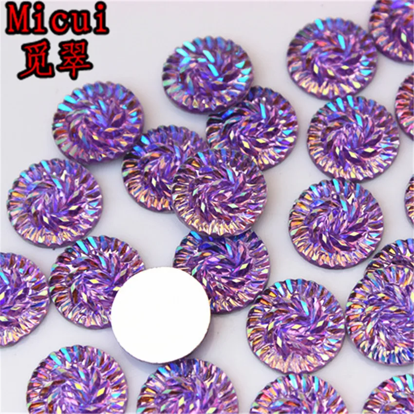 Micui 50pcs 14mm Round Shape Crystal AB Resin Rhinestone Flat Back Strass Non Hotfix Stones DIY Scrapbook Beads MC268 | Дом и сад