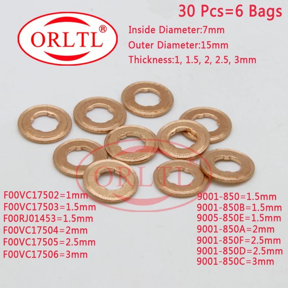 ORLTL 30 шт./лот 9001-850 9001-850B 9005-850E 9001-850A 9001-850F 9001-850D 9001-850C медное прокладное кольцо