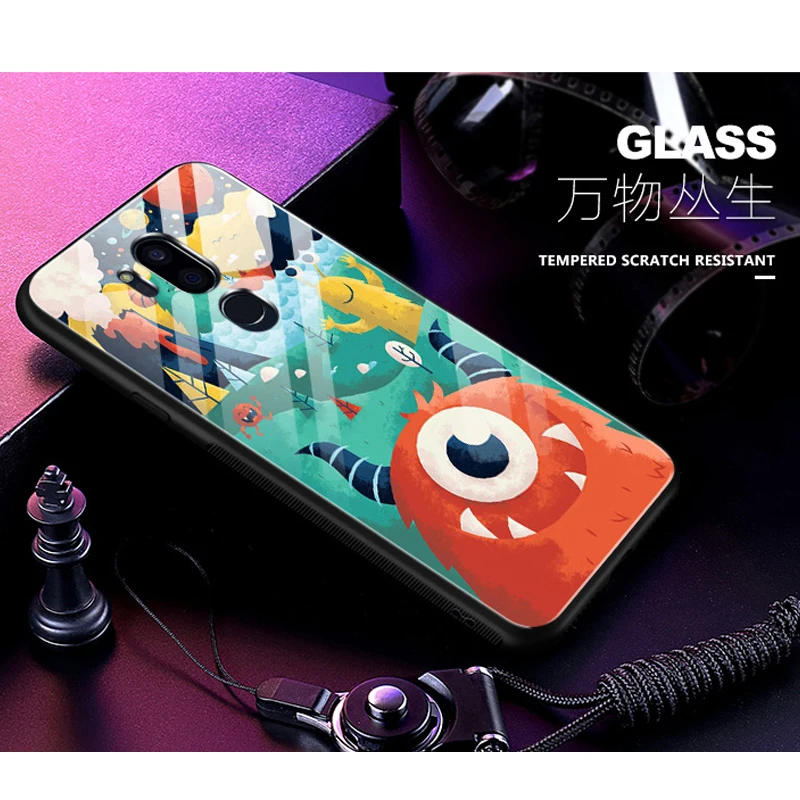 Для LG G7 тонкий Q чехол закаленное Стекло задняя крышка OPPOF9 чехол для LG G7 ThinQ G710 Звездное цветное Стекло чехол для телефона