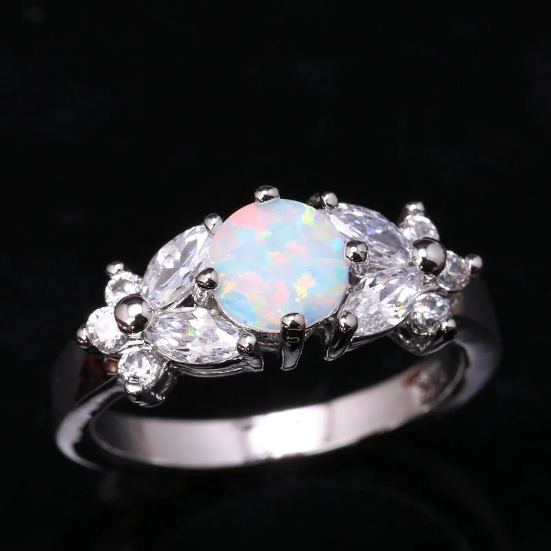 Ценная Бабочка Белый огненный опал солитер посеребренные серебряные ювелирные