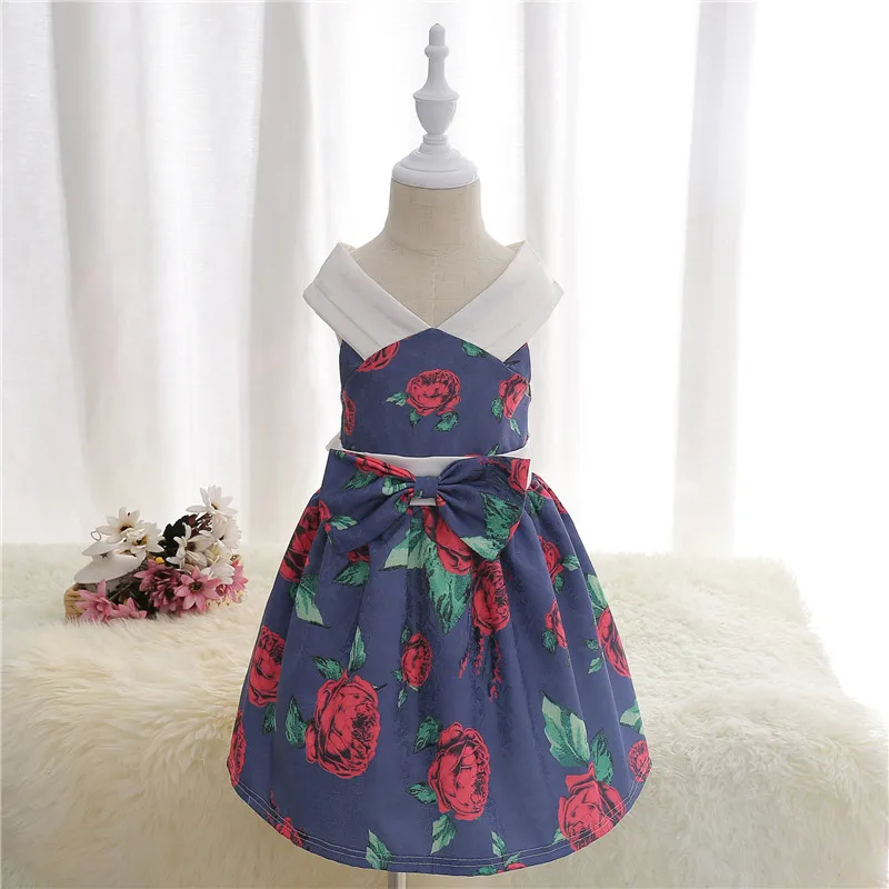 Платье для девочек Лето 2017 с цветочным рисунком без рукавов Стиль Цветочный