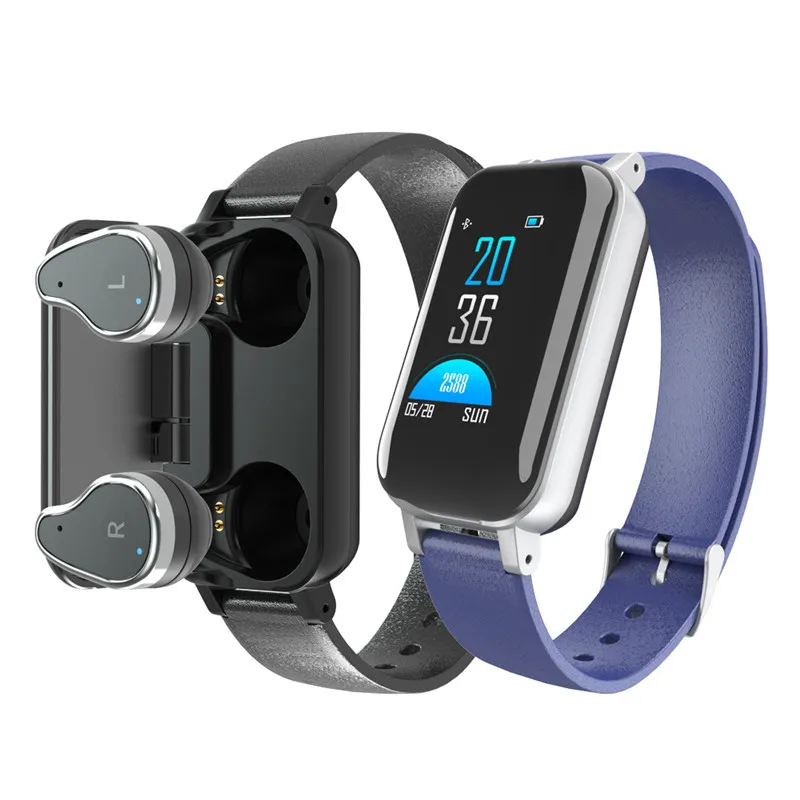 T89 Смарт-часы мужские с Bluetooth наушником женские Смарт-часы IP67 Поддержка Siri BT вызов фитнес-Браслет Смарт-браслет