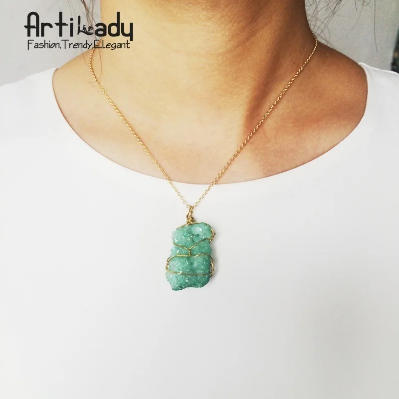 Ожерелье Artilady из натурального камня ожерелье с подвеской необработанного