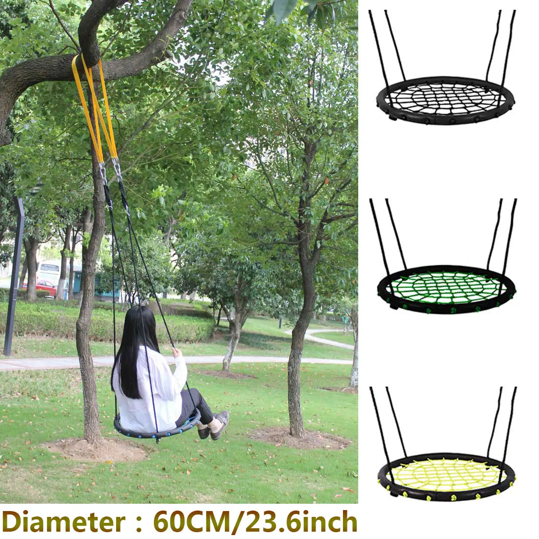 

Children Round Nest Nest Swing Indoor And Outdoor Hanger Children Net Rope Stout Swing Baby Toys Bearing 200 Kg Diameter 60cm
