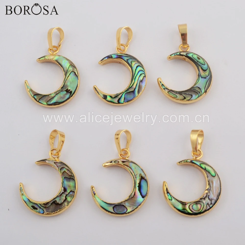 BOROSA 5/10 шт Новое поступление позолоченный кулон в виде раковины абалона рога