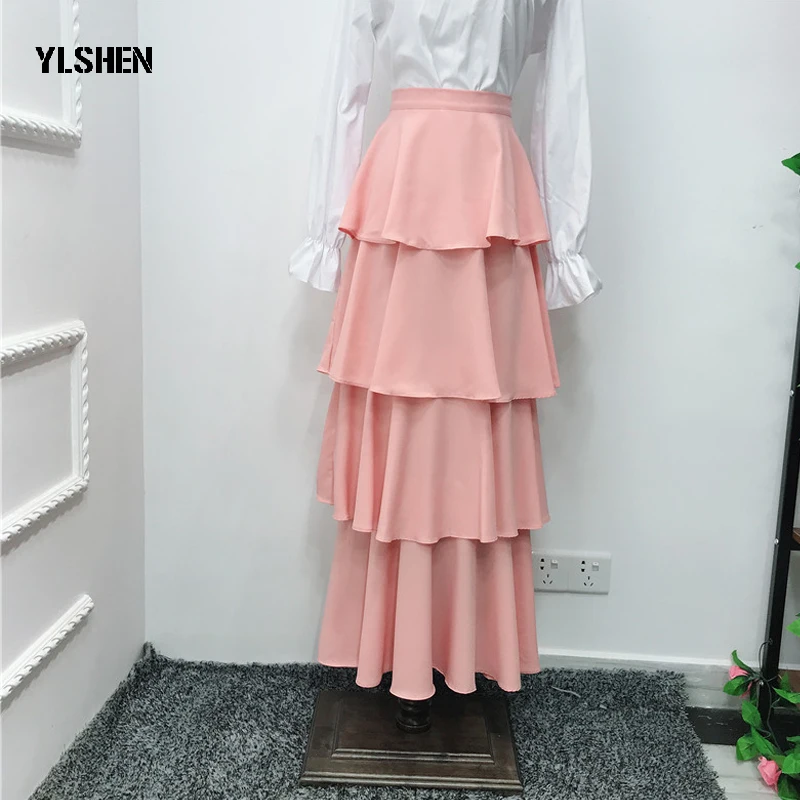 Юбки с оборками пастельные Faldas Mujer Moda 2019 длинная Турецкая юбка макси высокой