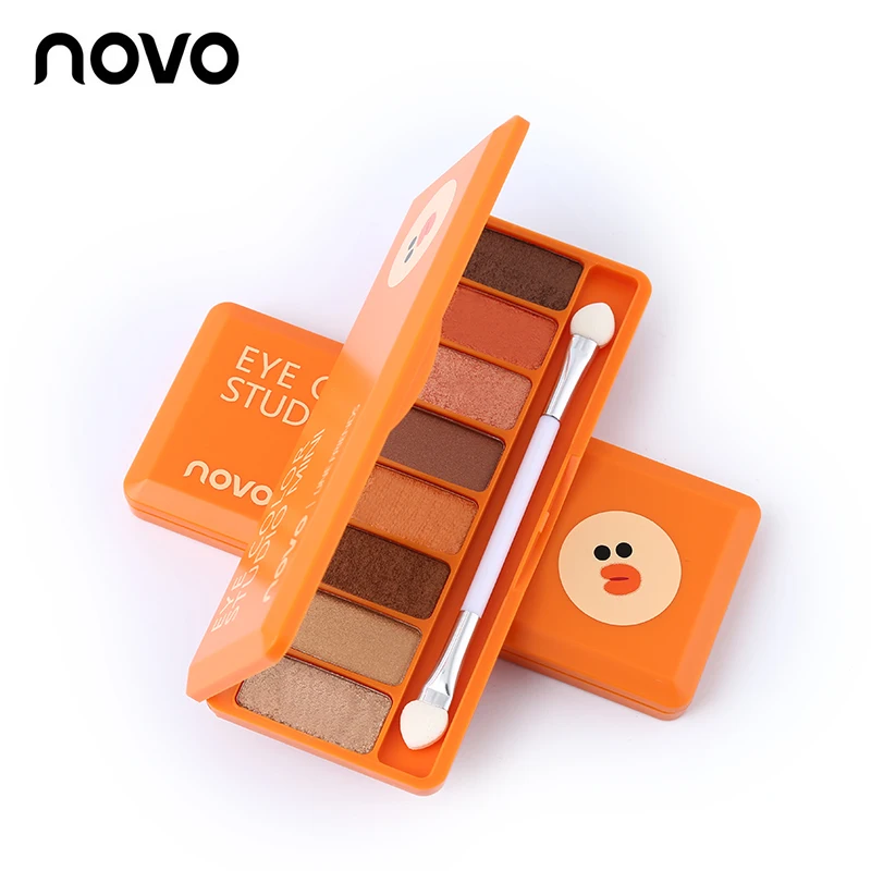 NOVO брендовая косметика для глаз шелковая горка 8 цветов Тени для век Палитра Мини Мерцающие Тени для век порошок макияж гладкая текстура косметика
