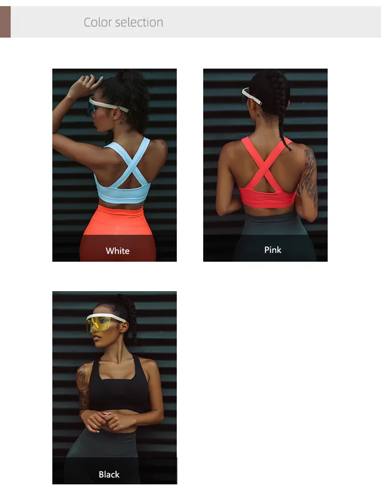 High-intensity Exercise Support Sports Bra Push up Chest Elastic Fabric Patchwork Fitness High impact Gym Yoga bra padded Top