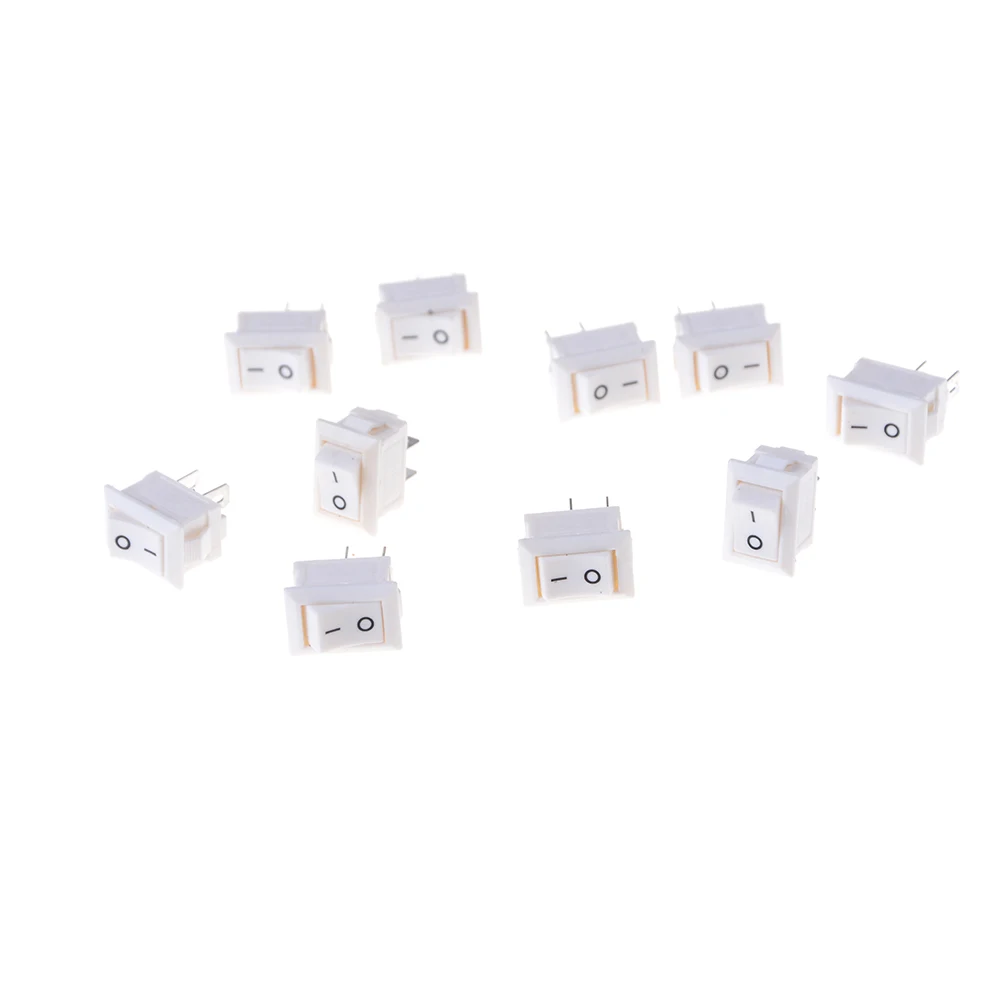 10 шт./лот 15x10 мм белый 2PIN SPST вкл/выкл KCD11 лодочный кулисный переключатель 3A/250V
