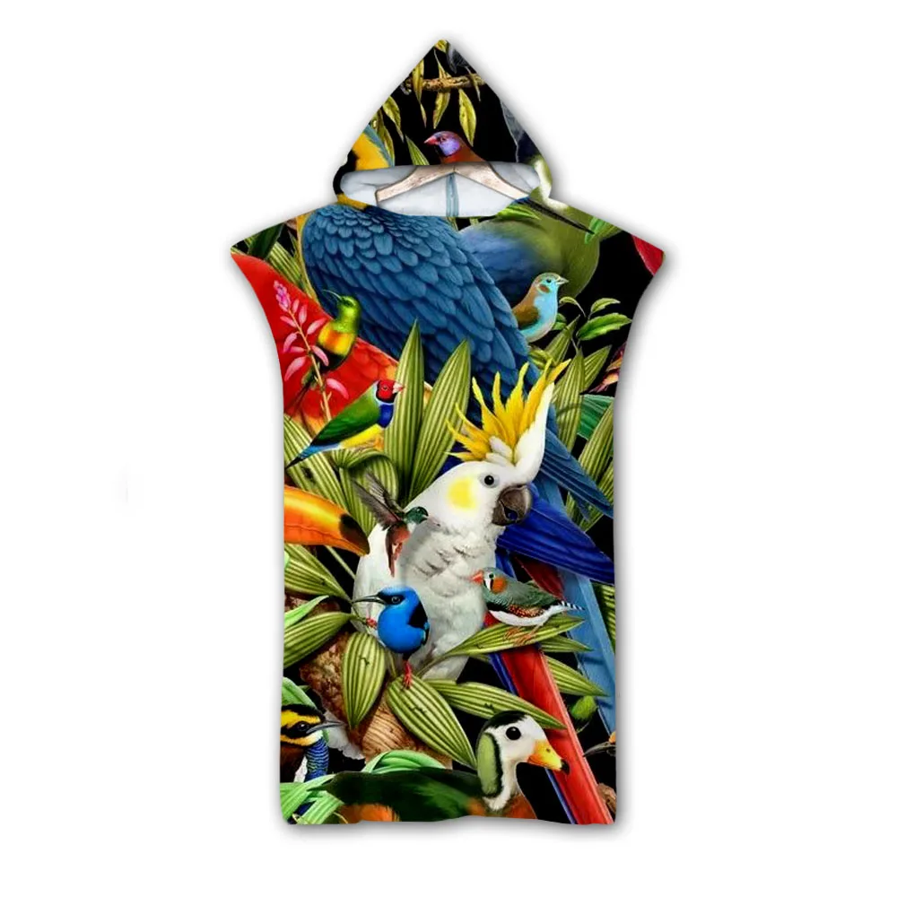 Полотенце с капюшоном и 3d цифровой печатью в виде попугая банное полотенце для
