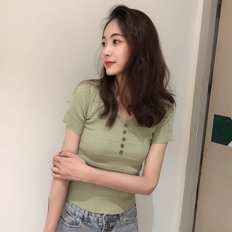 Camisetas Verano Mujer футболка из ледяного шелка свитер модная черная с коротким рукавом и