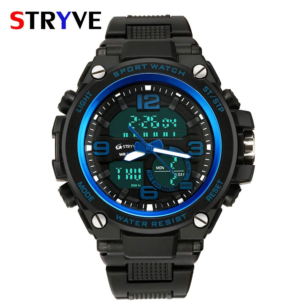 

Stryve Brand Military Big Dial Dual Display Quartz Digital Watches Waterproof Luxury Multifunction Men Sport Wrist Watches Clock