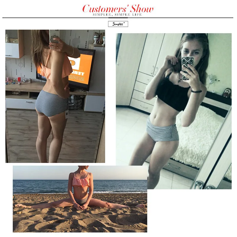 Женский купальник с высокой талией новинка 2017 винтажный бикини рюшами бандажный