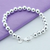 brand new charm bracelet 925 sterling silver 8mm beads bracelet for women wife trendy jewelry
