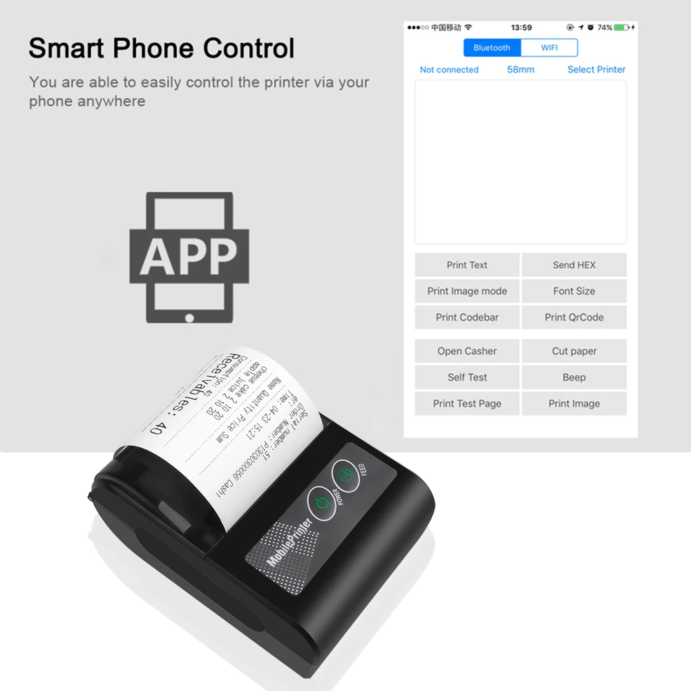 Карманный мини принтер kebidumei для билетов термопринтер с Bluetooth USB беспроводные чеки Windows Android IOS вилкой