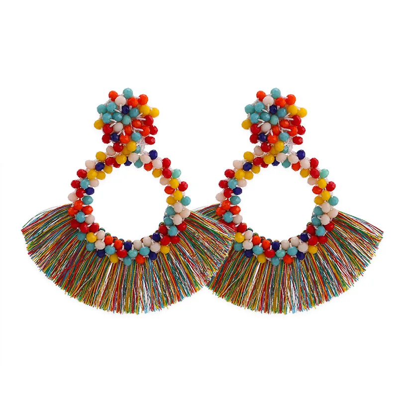 E0914 Lt Colorful Oorbellen серьги с кисточками для Для женщин женские массивные серьги Модные украшения Для женщин длинные Винтаж богемные серьги-капли в подарок уха - Окраска металла: E0914 Lt Colorful