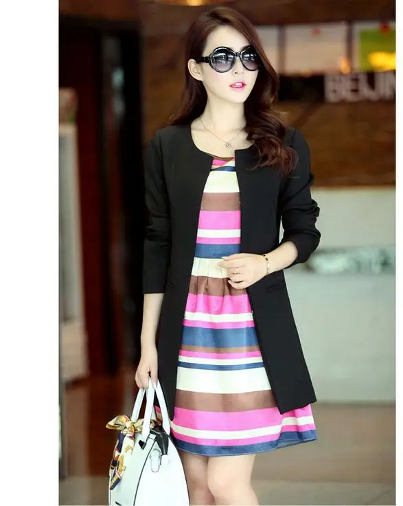 2017 весенние женские блейзеры с круглым вырезом и карманами модное тонкое длинное