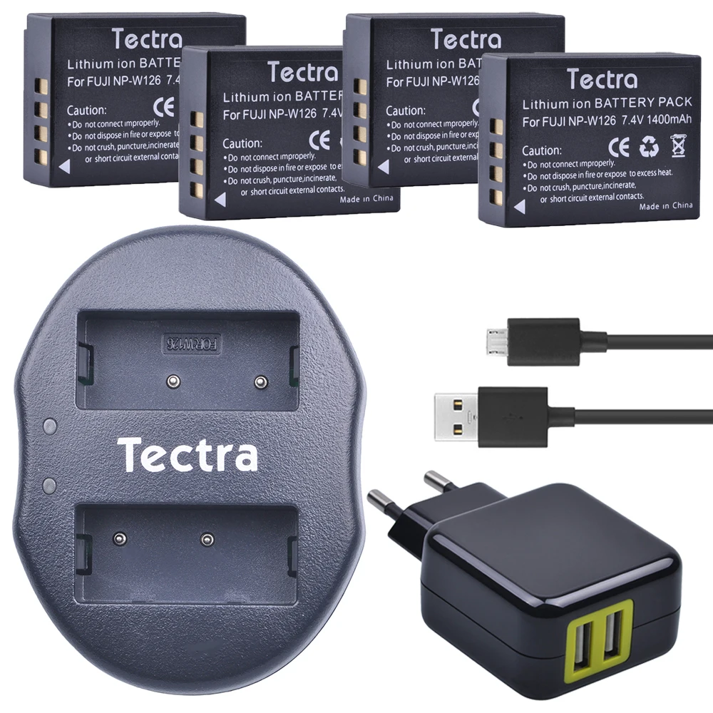 Tectra 4 шт. планшетов литий ионный аккумулятор + двойное зарядное устройство USB с