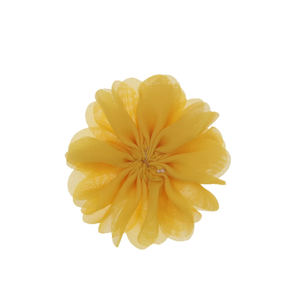 yellow Мини DIY цветы Детский бутик 2,8 ''Шифоновый Цветок без зажимов Рождественские Свадебные аксессуары для волос для девочек 18 шт./лот - Цвет: yellow