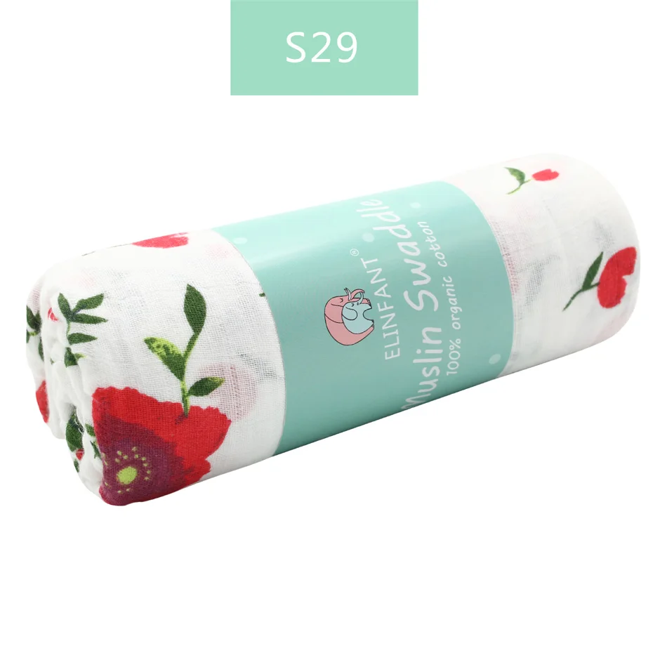 s29 Elinfant муслиновые хлопковые пеленки моющиеся детские блэнкеты для новорожденных детские одеяла черные и белые марлевые банные полотенца - Цвет: s29