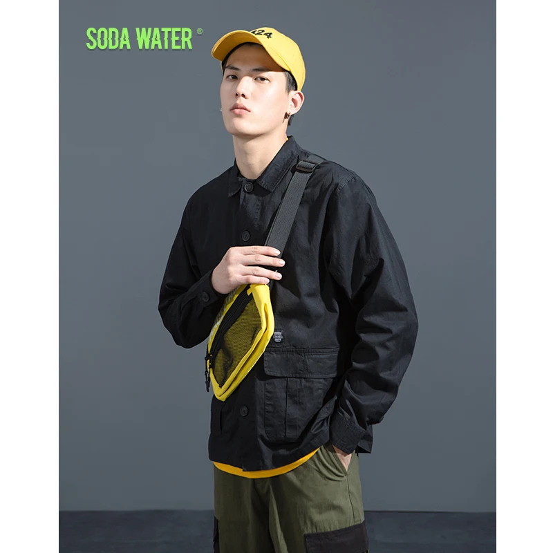 Мужская бейсбольная рубашка sodawater однотонная Повседневная брендовая одежда для