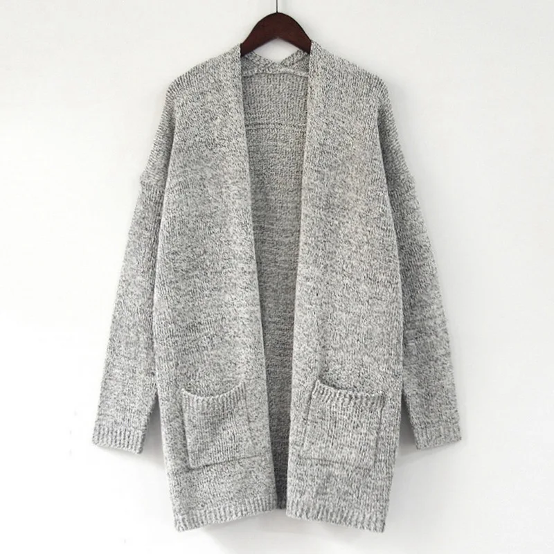 style-1 white Laamei, Осень-зима, Модный женский свободный вязаный кардиган с длинным рукавом, Женский вязаный кардиган - Цвет: style-1 white