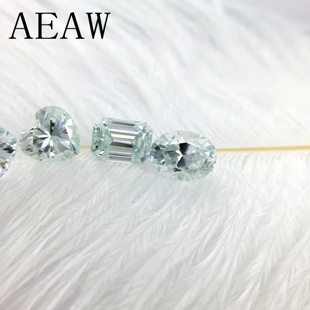 AEAW новейший 0.5ct тест на моиссанит немного Синий Белый Круглый Груша овальная