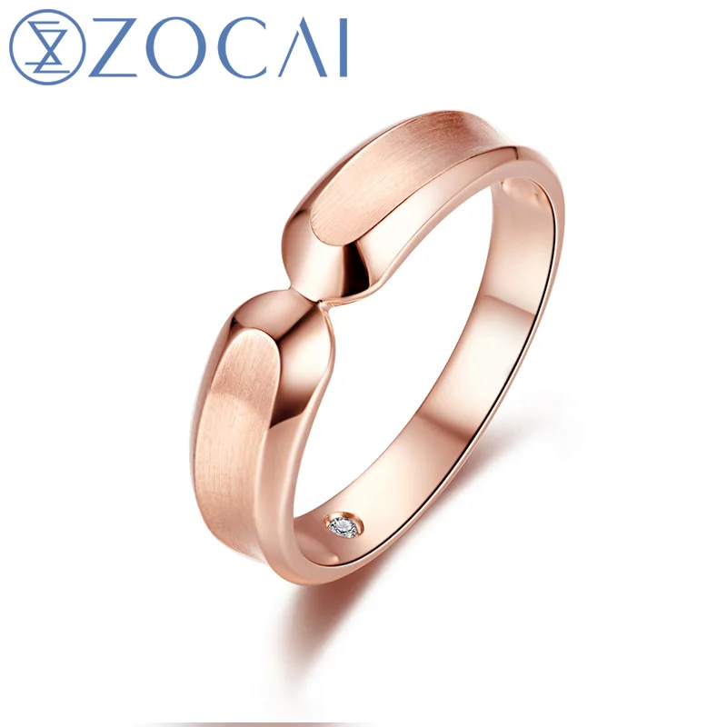 

ZOCAI BRAND NATURAL 0.01 CT CERTIFIED I-J / SI DIAMOND MEN'S WEDDING BAND RING ROUND CUT 18K ROSE GOLD JEWELRY Q00558B